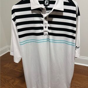 FootJoy Black and White Striped Polo w/ logo
